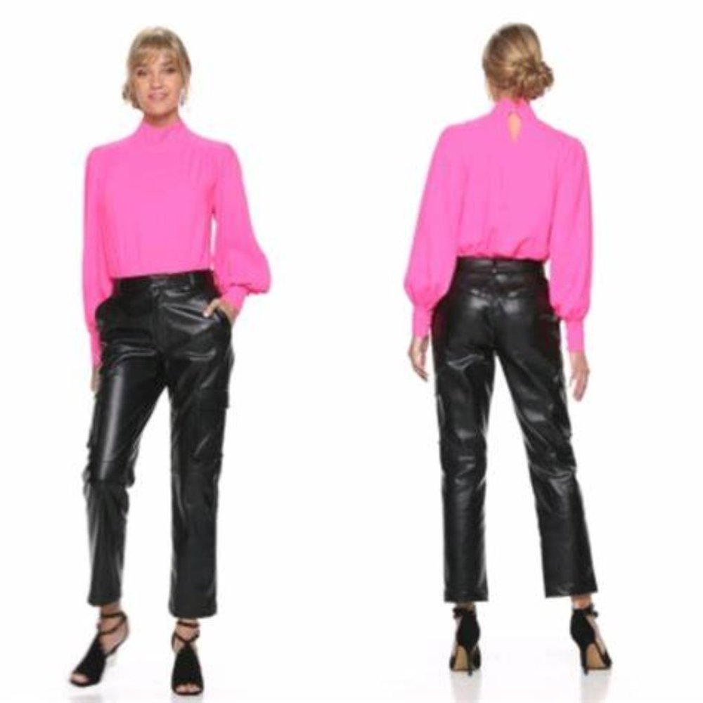 NWT Cara Santana Faux Leather Cargo Pant Size 10